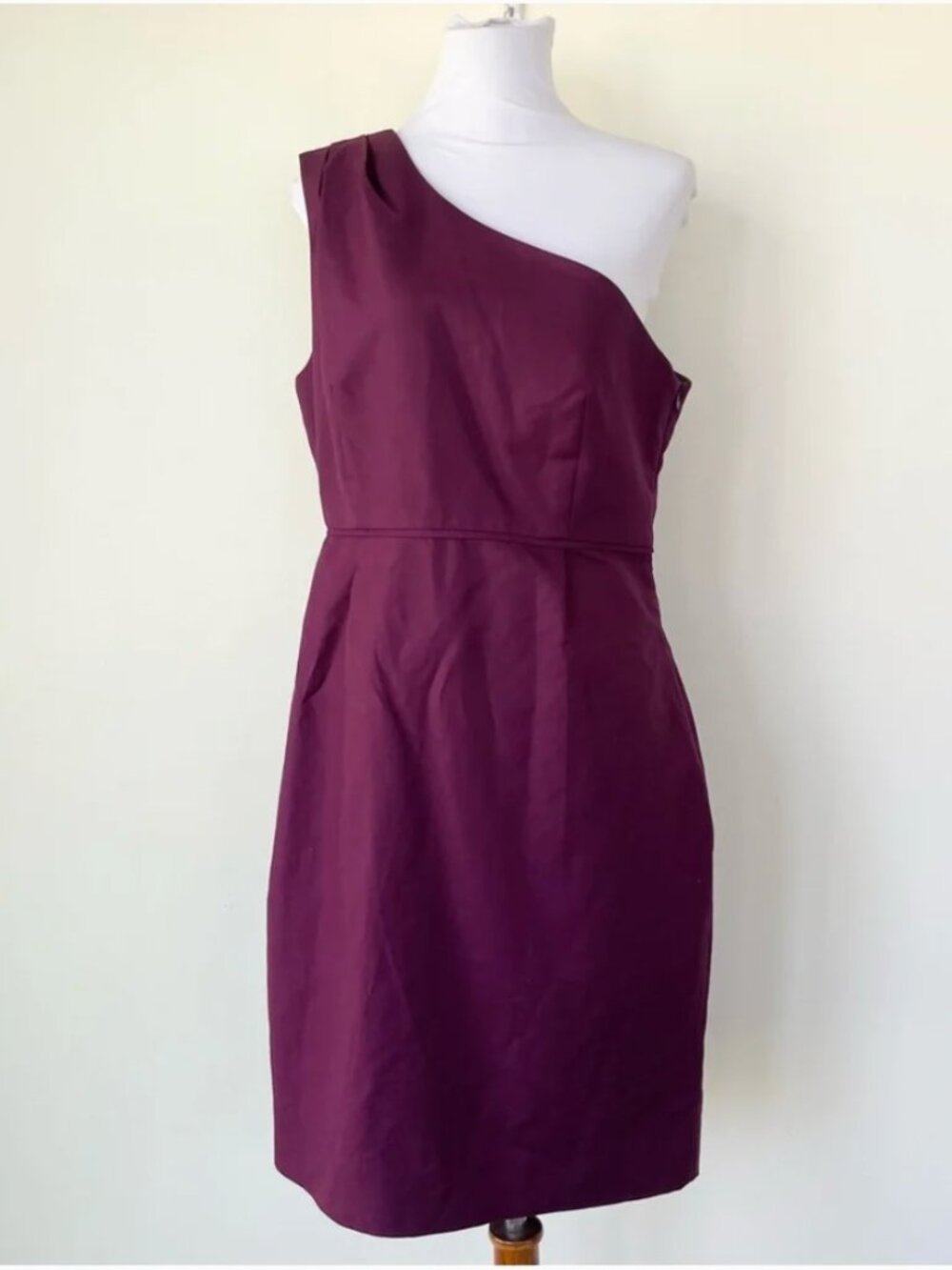 J Crew Misha Dress One Shoulder Wine Dark Purple BlackBerry size 12 Cocktail